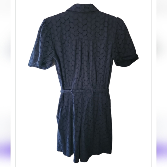 Draper James Romper Navy Blue Eyelette Gold Buttons Small Coquette Coastal Prep - Picture 8 of 11